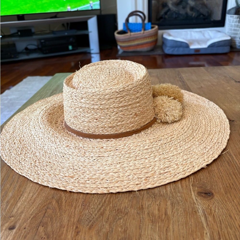 Barneys New York Natural Straw Sun Hat with Black Trim - Picture 6 of 6